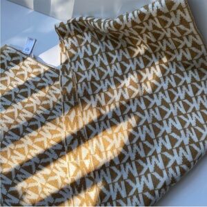 MICHAEL Michael Kors | Signature MK Logo Print Scarf Tan/ White Monogram